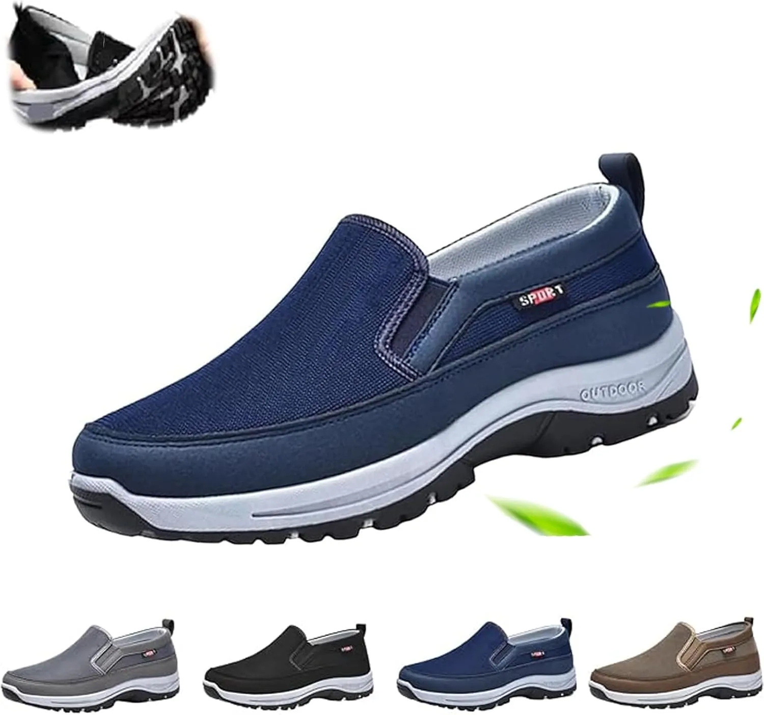 Orthowalkway Mens Shoes, Men's Arch Support Slip-on Canvas Loafers Orthopedic Sneakers Plush Walking Boat Shoes