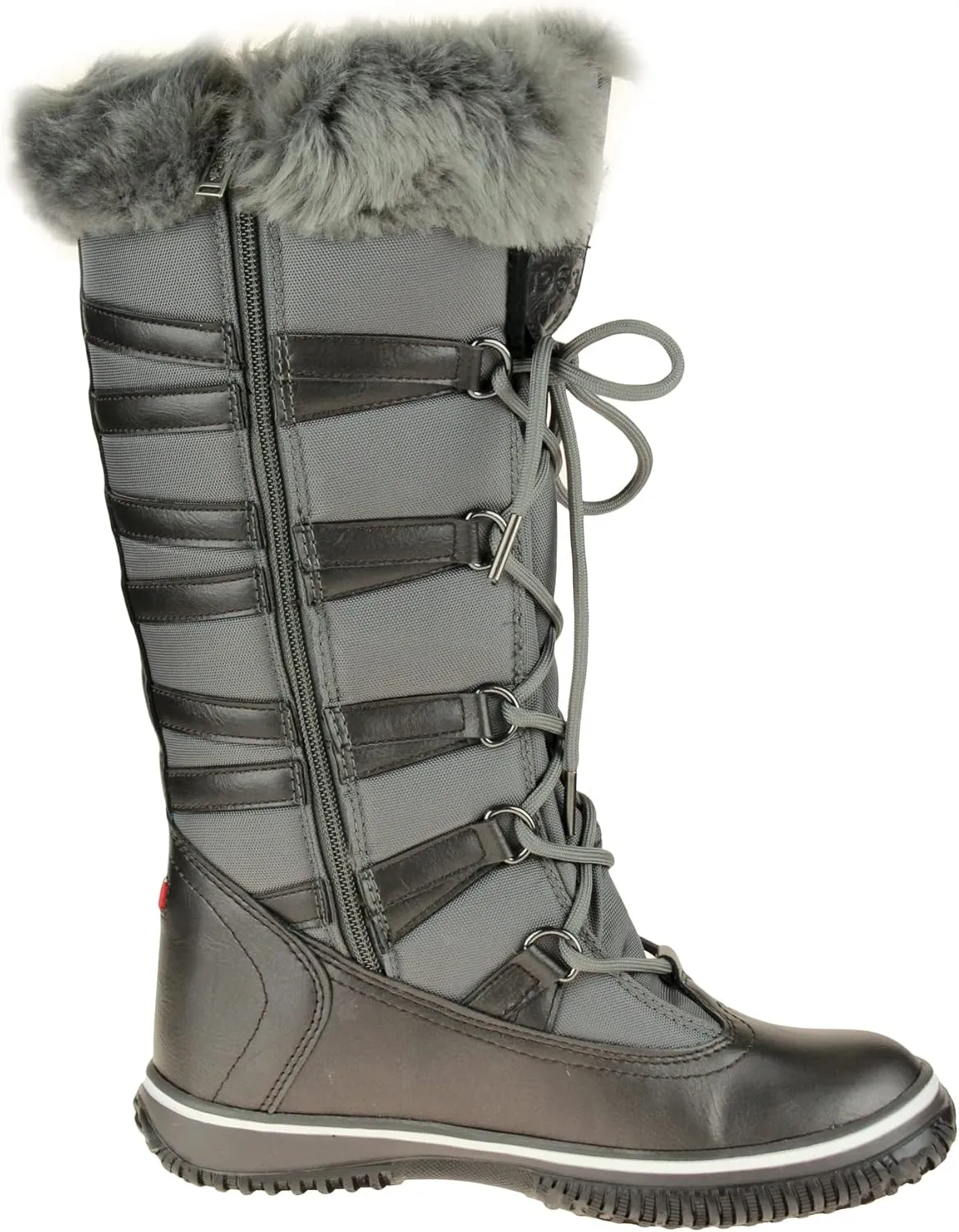 PAJAR Women's Grip Star Tall Winter Waterproof Insulated Snow Boot With Side Zipper and Laces