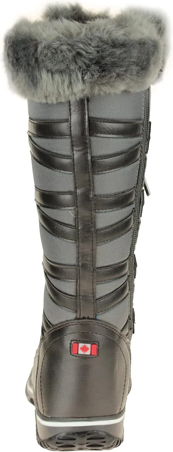 PAJAR Women's Grip Star Tall Winter Waterproof Insulated Snow Boot With Side Zipper and Laces