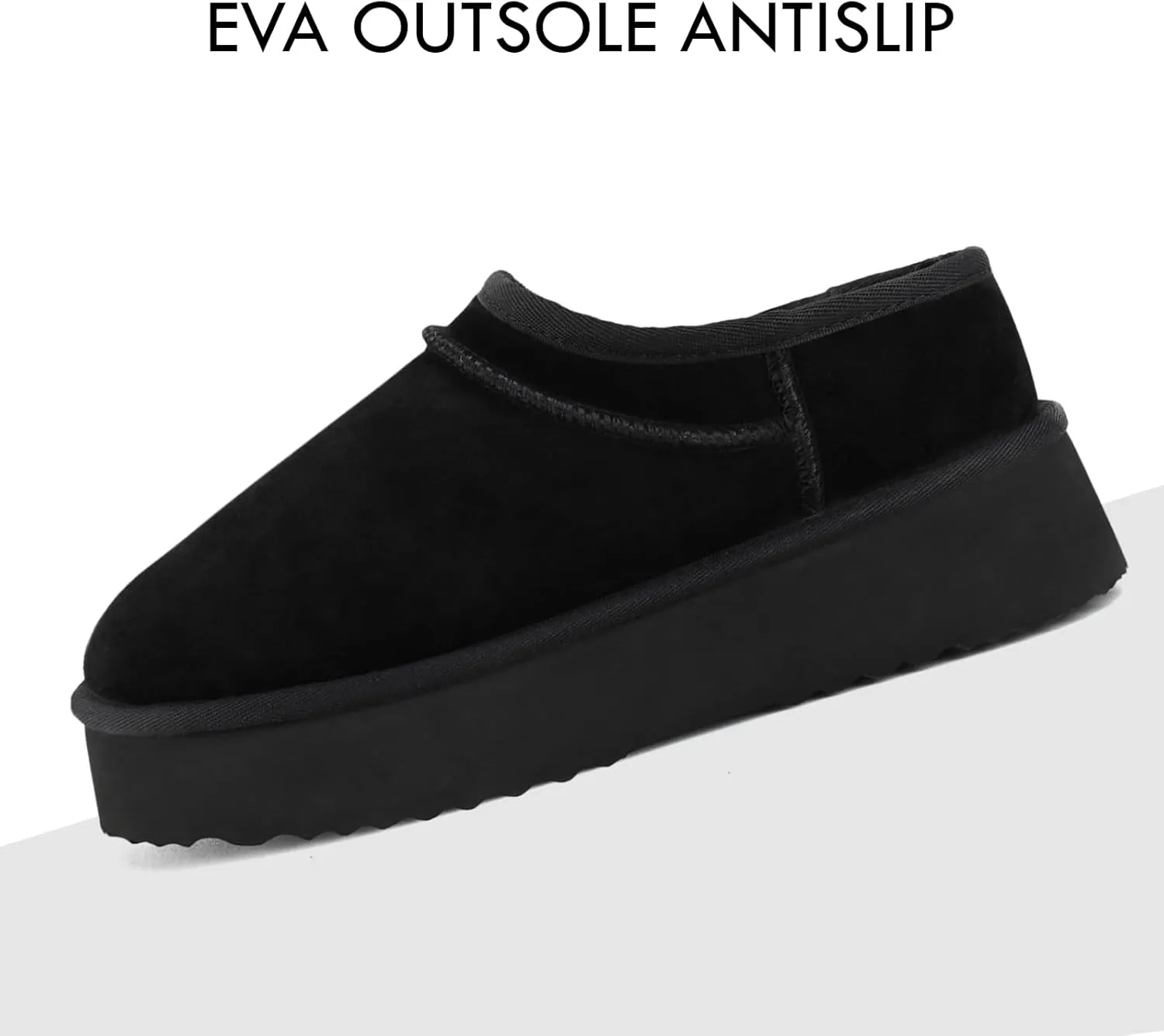 Platform Slippers for Women Genuine Suede Ankle Snow Boots Indoor Outdoor Winter Fur Slip On Mules