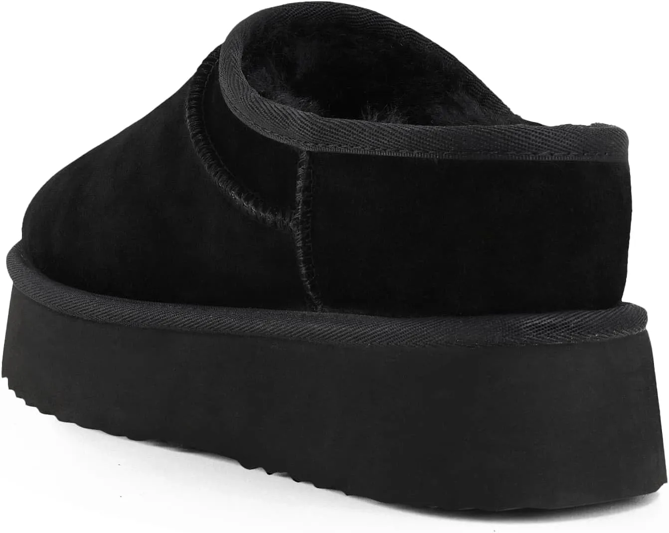 Platform Slippers for Women Genuine Suede Ankle Snow Boots Indoor Outdoor Winter Fur Slip On Mules