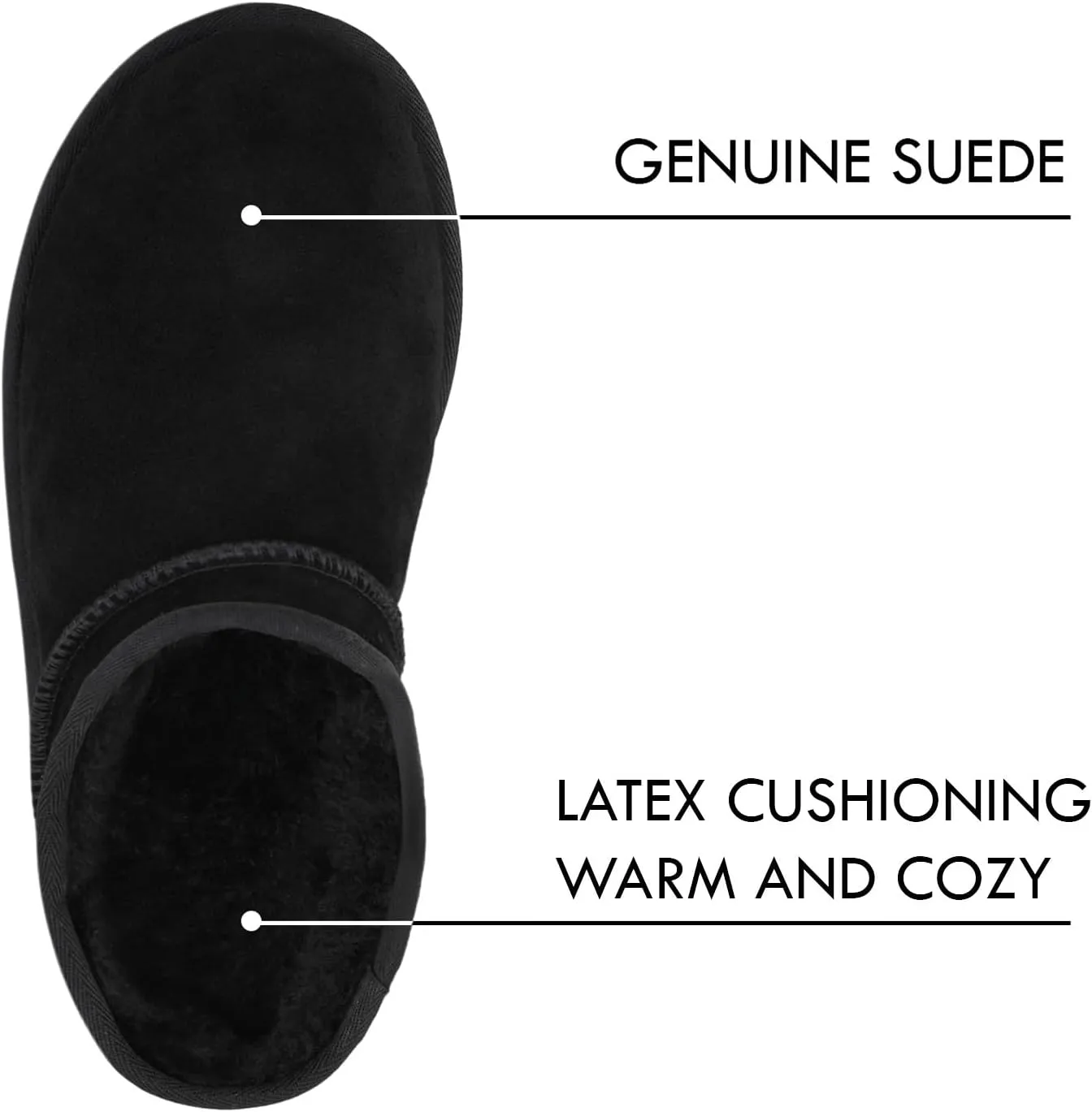 Platform Slippers for Women Genuine Suede Ankle Snow Boots Indoor Outdoor Winter Fur Slip On Mules