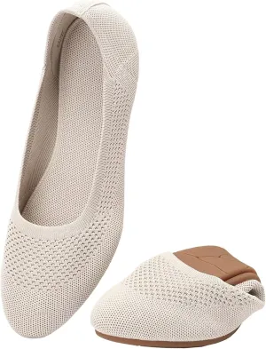 poemlady Women’s Ballet Flat Dress Knit Round Toe Slip On Ballerina Walking Shoes for Womam Casual Comfort Soft 22002
