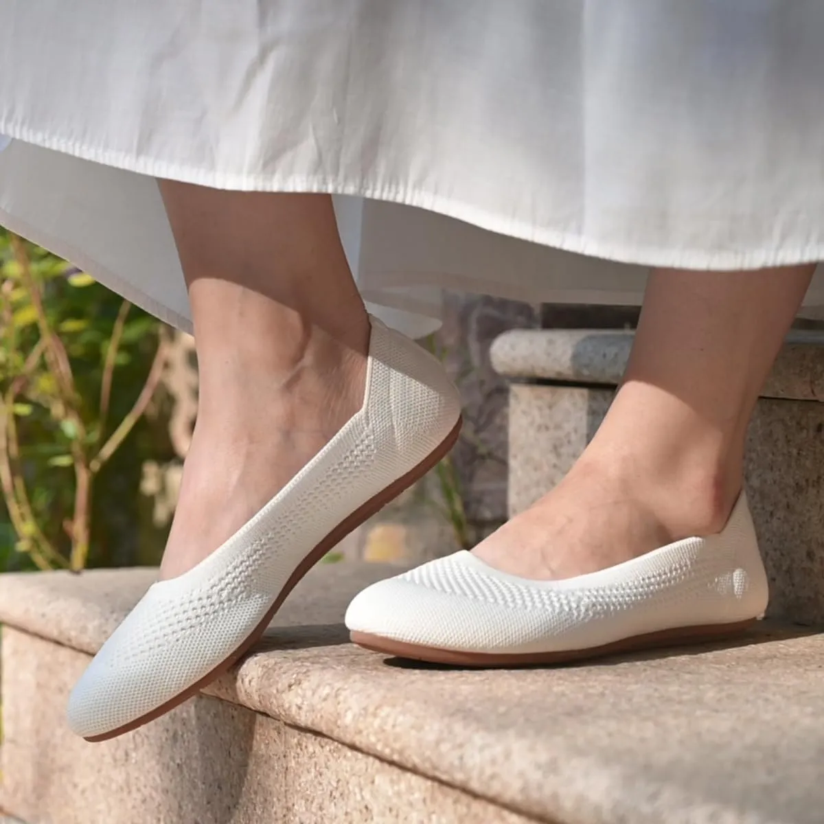 poemlady Women’s Ballet Flat Dress Knit Round Toe Slip On Ballerina Walking Shoes for Womam Casual Comfort Soft 22002