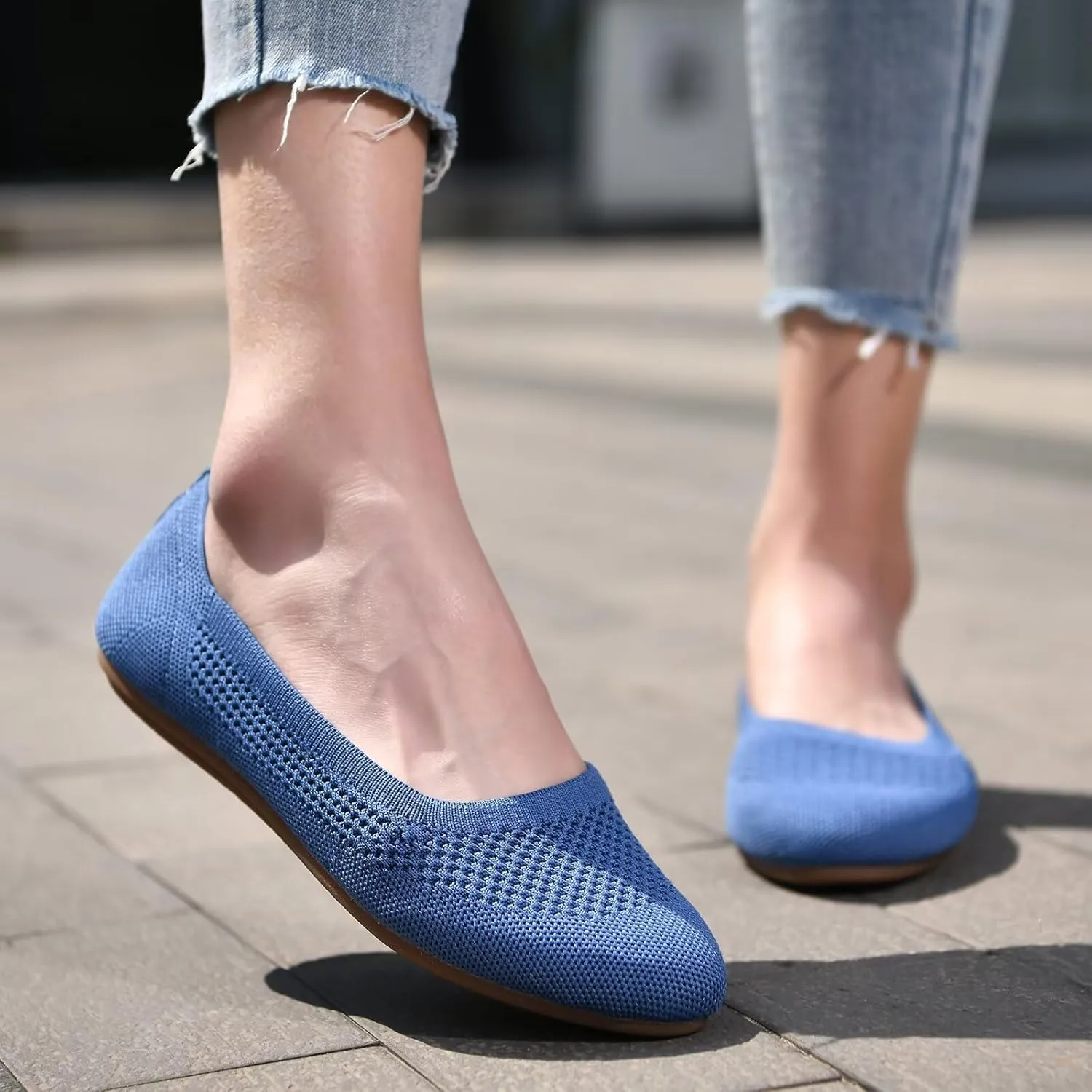 poemlady Women’s Ballet Flat Dress Knit Round Toe Slip On Ballerina Walking Shoes for Womam Casual Comfort Soft 22002