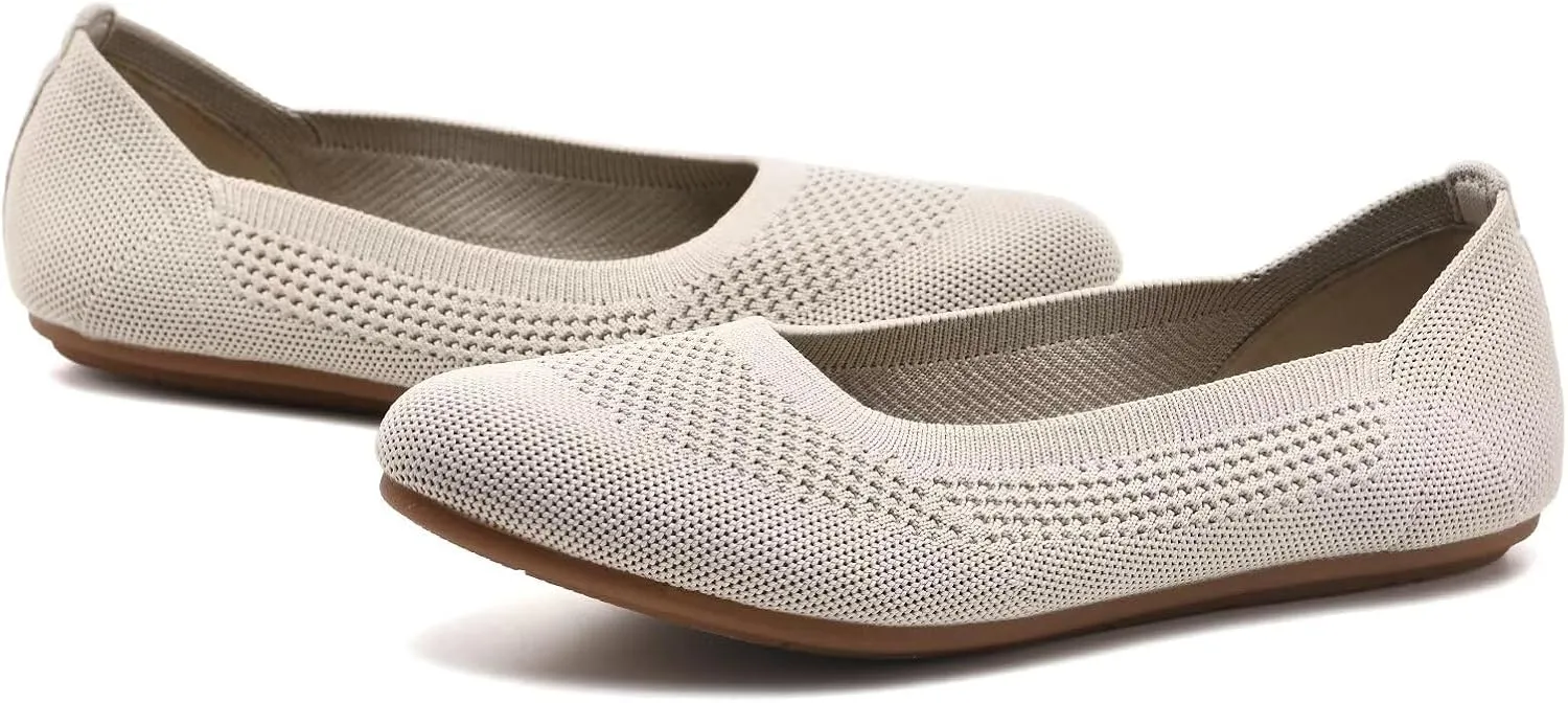 poemlady Women’s Ballet Flat Dress Knit Round Toe Slip On Ballerina Walking Shoes for Womam Casual Comfort Soft 22002
