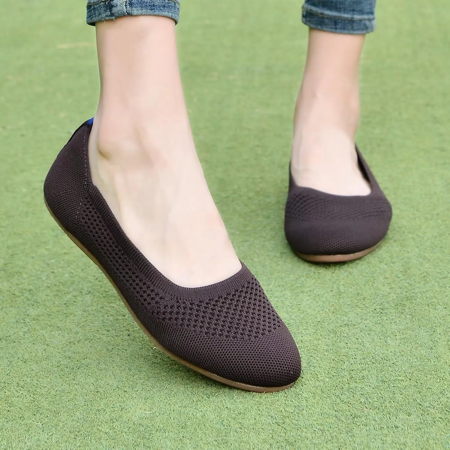 poemlady Women’s Ballet Flat Dress Knit Round Toe Slip On Ballerina Walking Shoes for Womam Casual Comfort Soft 22002