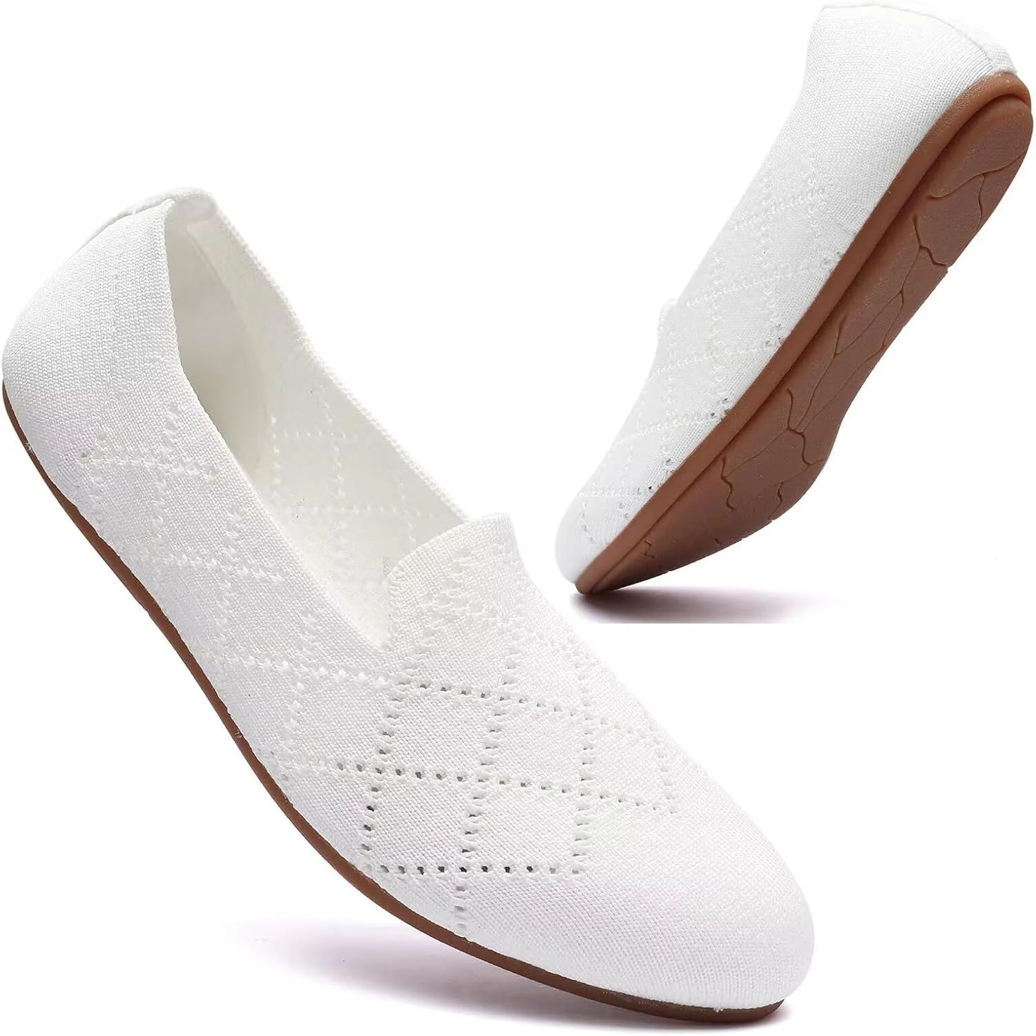 poemlady Women’s Ballet Flat Dress Knit Round Toe Slip On Ballerina Walking Shoes for Womam Casual Comfort Soft 22002