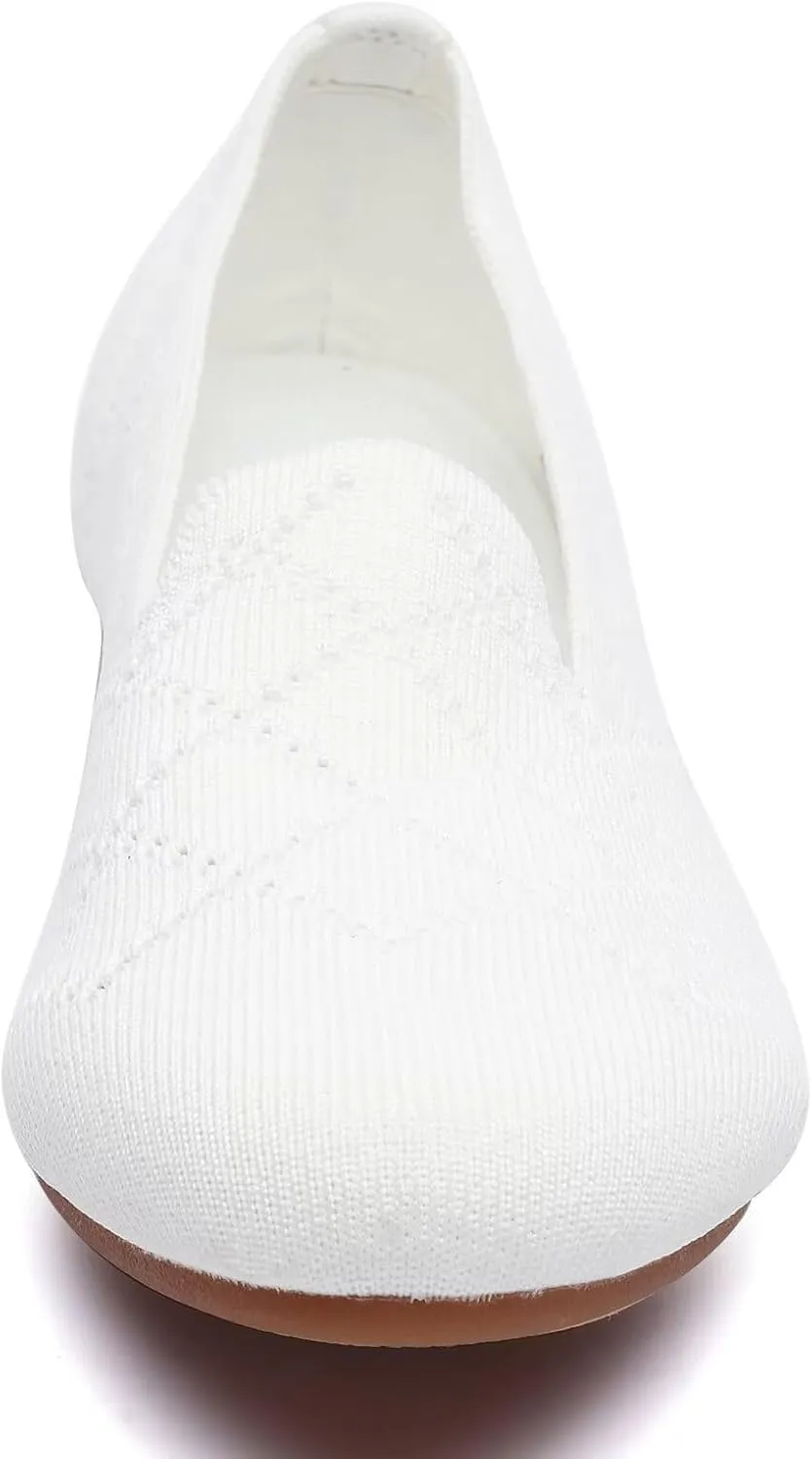 poemlady Women’s Ballet Flat Dress Knit Round Toe Slip On Ballerina Walking Shoes for Womam Casual Comfort Soft 22002