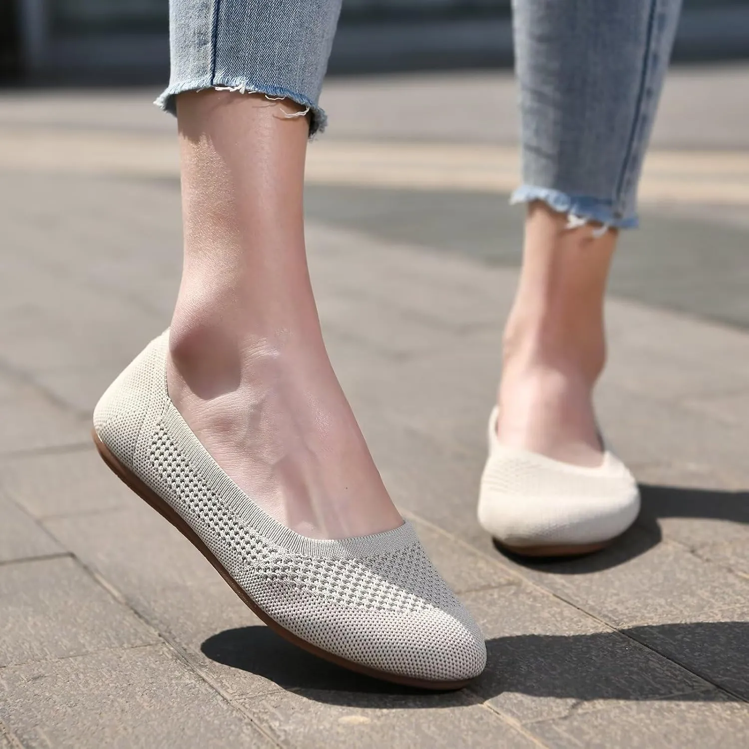 poemlady Women’s Ballet Flat Dress Knit Round Toe Slip On Ballerina Walking Shoes for Womam Casual Comfort Soft 22002