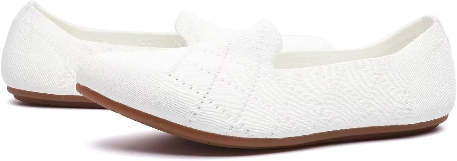 poemlady Women’s Ballet Flat Dress Knit Round Toe Slip On Ballerina Walking Shoes for Womam Casual Comfort Soft 22002