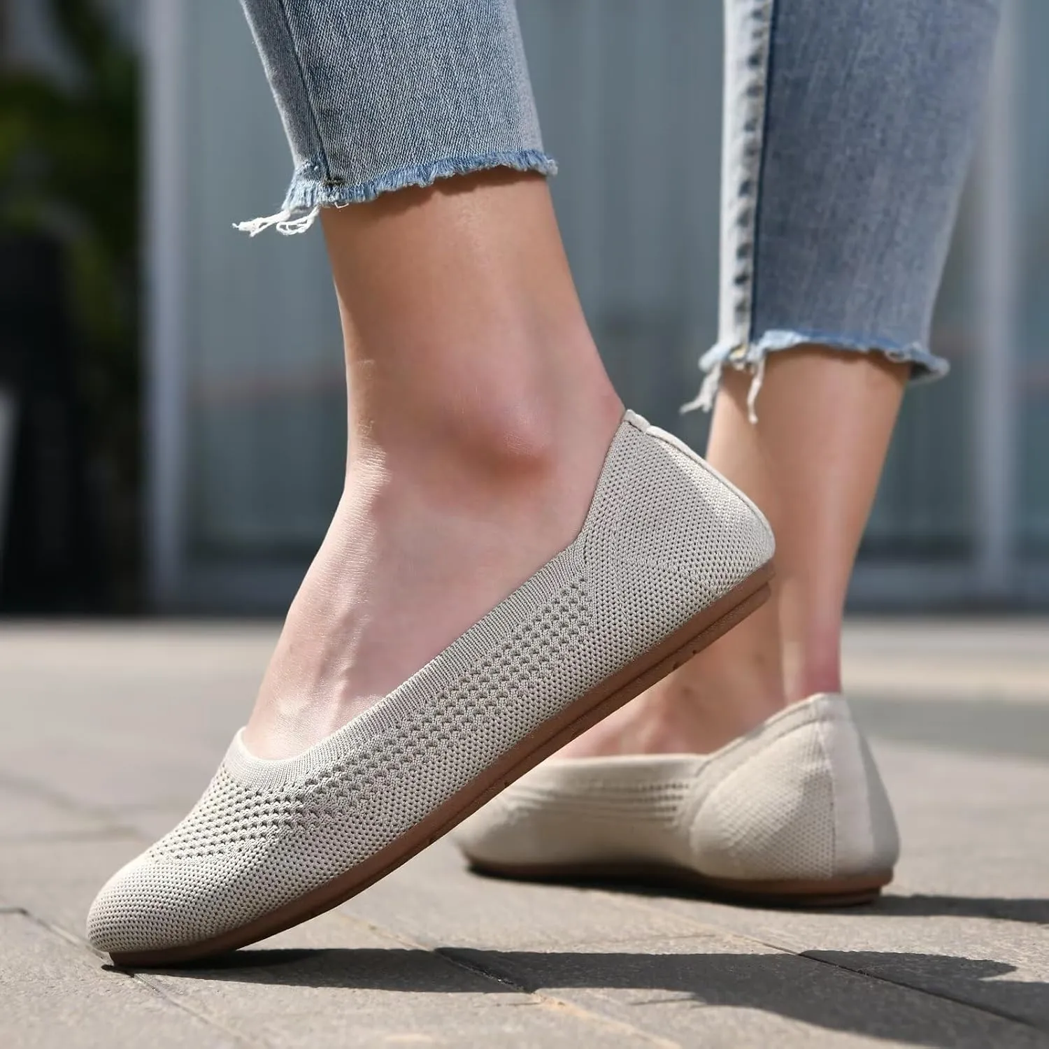 poemlady Women’s Ballet Flat Dress Knit Round Toe Slip On Ballerina Walking Shoes for Womam Casual Comfort Soft 22002
