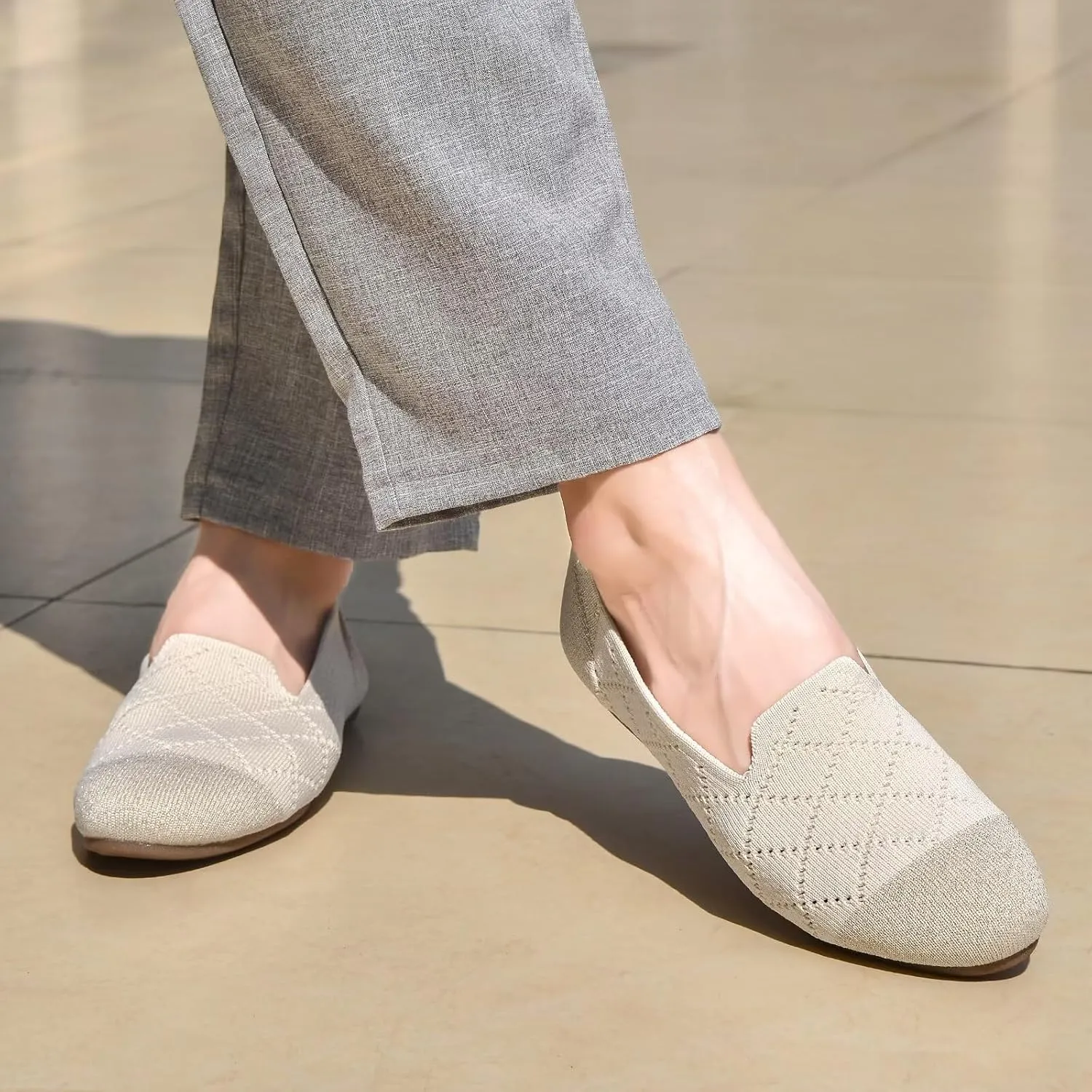 poemlady Women’s Ballet Flat Dress Knit Round Toe Slip On Ballerina Walking Shoes for Womam Casual Comfort Soft 22002