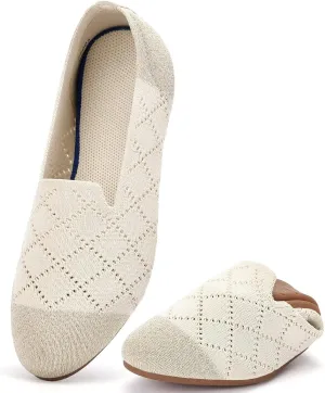 poemlady Women’s Ballet Flat Dress Knit Round Toe Slip On Ballerina Walking Shoes for Womam Casual Comfort Soft 22002