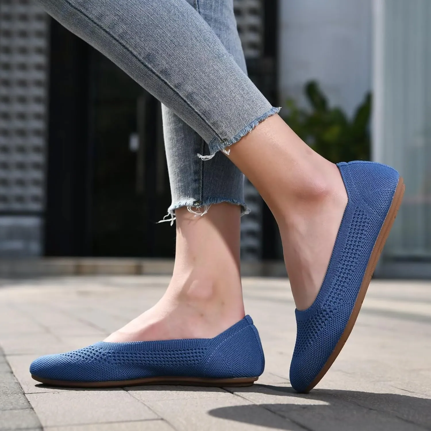 poemlady Women’s Ballet Flat Dress Knit Round Toe Slip On Ballerina Walking Shoes for Womam Casual Comfort Soft 22002