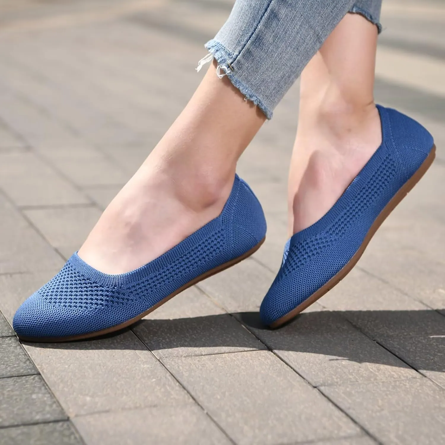 poemlady Women’s Ballet Flat Dress Knit Round Toe Slip On Ballerina Walking Shoes for Womam Casual Comfort Soft 22002