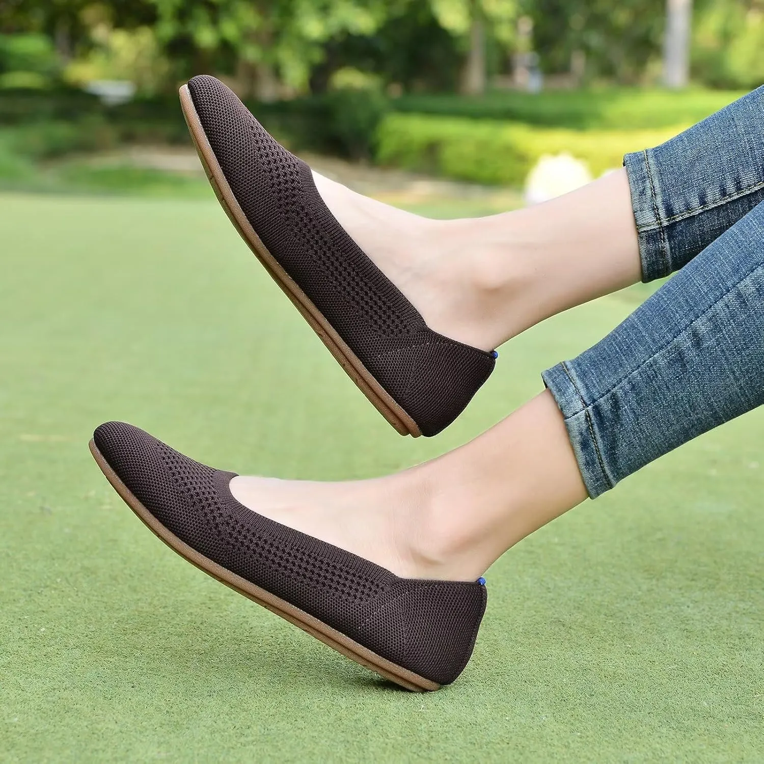 poemlady Women’s Ballet Flat Dress Knit Round Toe Slip On Ballerina Walking Shoes for Womam Casual Comfort Soft 22002