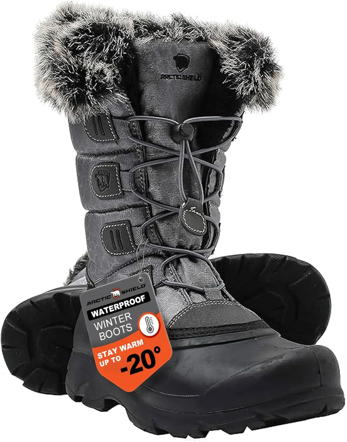 Polar Fur Accented Womens Winter Boots for Women with Heat Retain Technology - Warm Waterproof Insulated Snow Boots Rated to -20° F