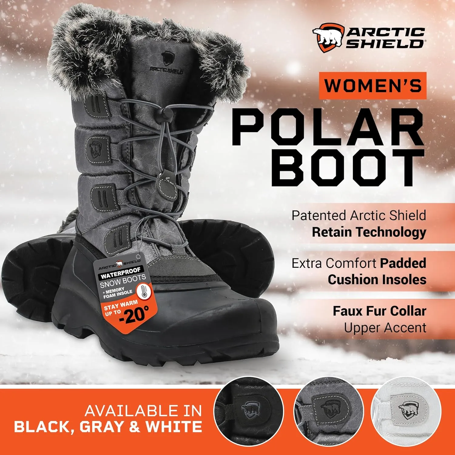 Polar Fur Accented Womens Winter Boots for Women with Heat Retain Technology - Warm Waterproof Insulated Snow Boots Rated to -20° F