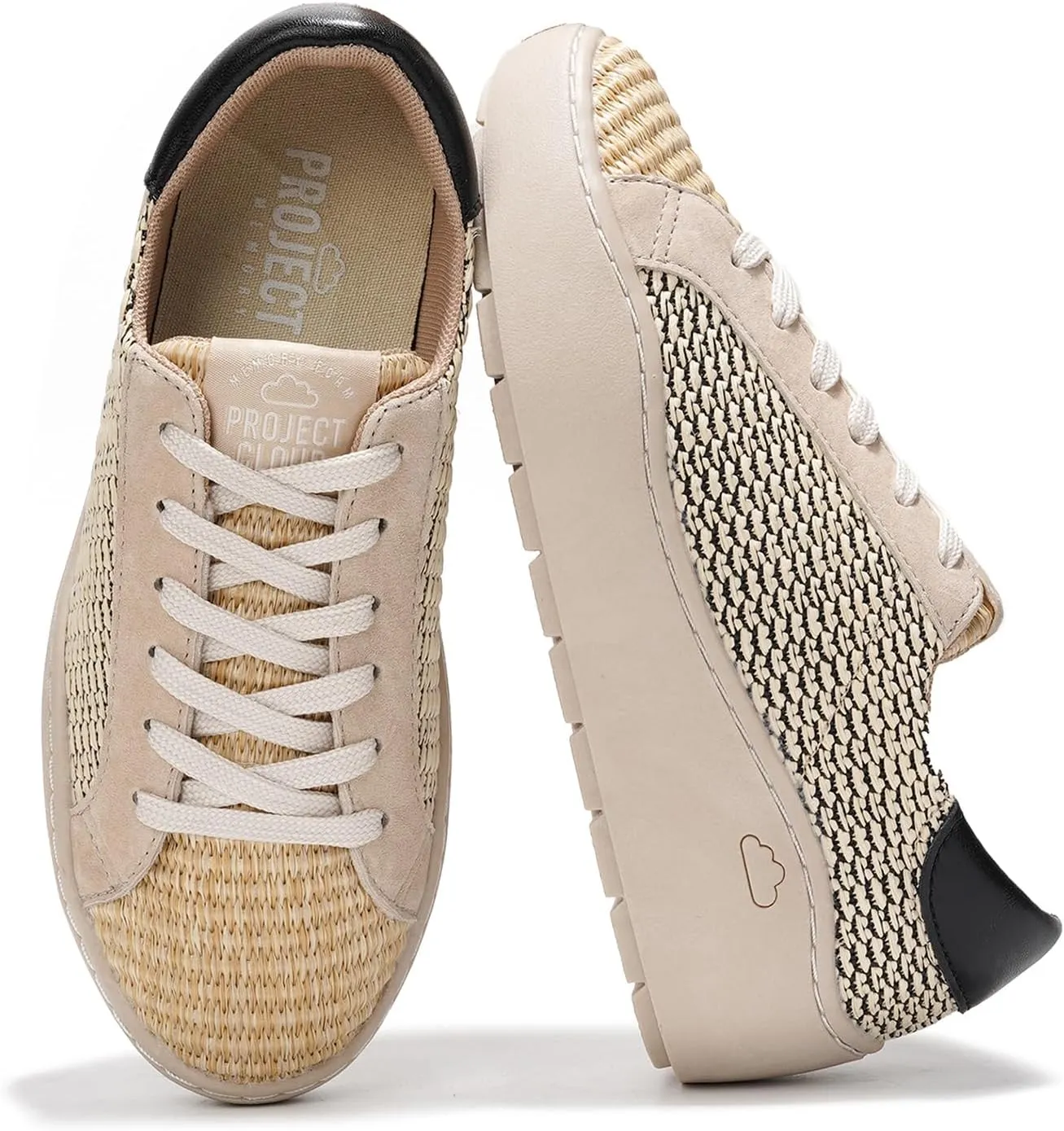 Project Cloud Platform Sneakers for Women – Lightweight Women's Fashion Sneakers for 2025 with Memory Foam Insole – Non Slip Lace-Up Womens Shoes – Stylish Wedge Shoes for Women (Bossy)