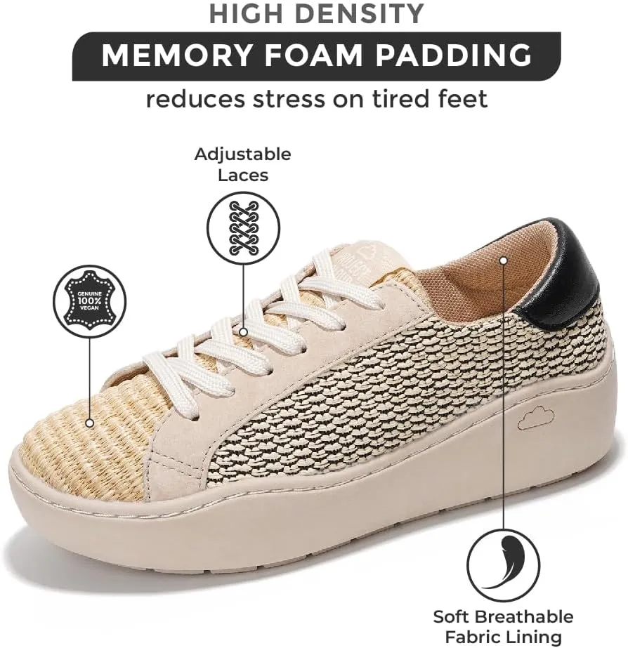 Project Cloud Platform Sneakers for Women – Lightweight Women's Fashion Sneakers for 2025 with Memory Foam Insole – Non Slip Lace-Up Womens Shoes – Stylish Wedge Shoes for Women (Bossy)