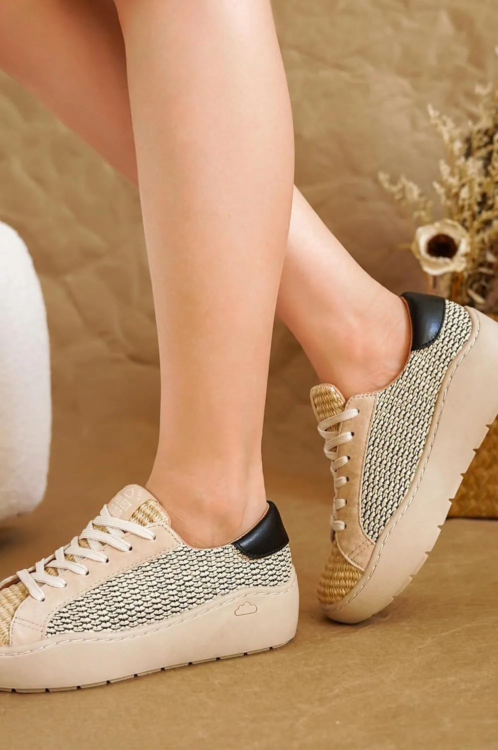 Project Cloud Platform Sneakers for Women – Lightweight Women's Fashion Sneakers for 2025 with Memory Foam Insole – Non Slip Lace-Up Womens Shoes – Stylish Wedge Shoes for Women (Bossy)