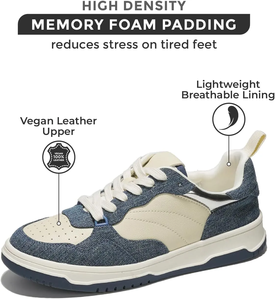 Project Cloud Sneakers for Women - Dunks Woman Comfortable Memory Foam Shoes for Women Footwear, Vegan Leather Women's Fashion Sneakers, Non-Slip Womens Shoes Machine Wash (Kiki)