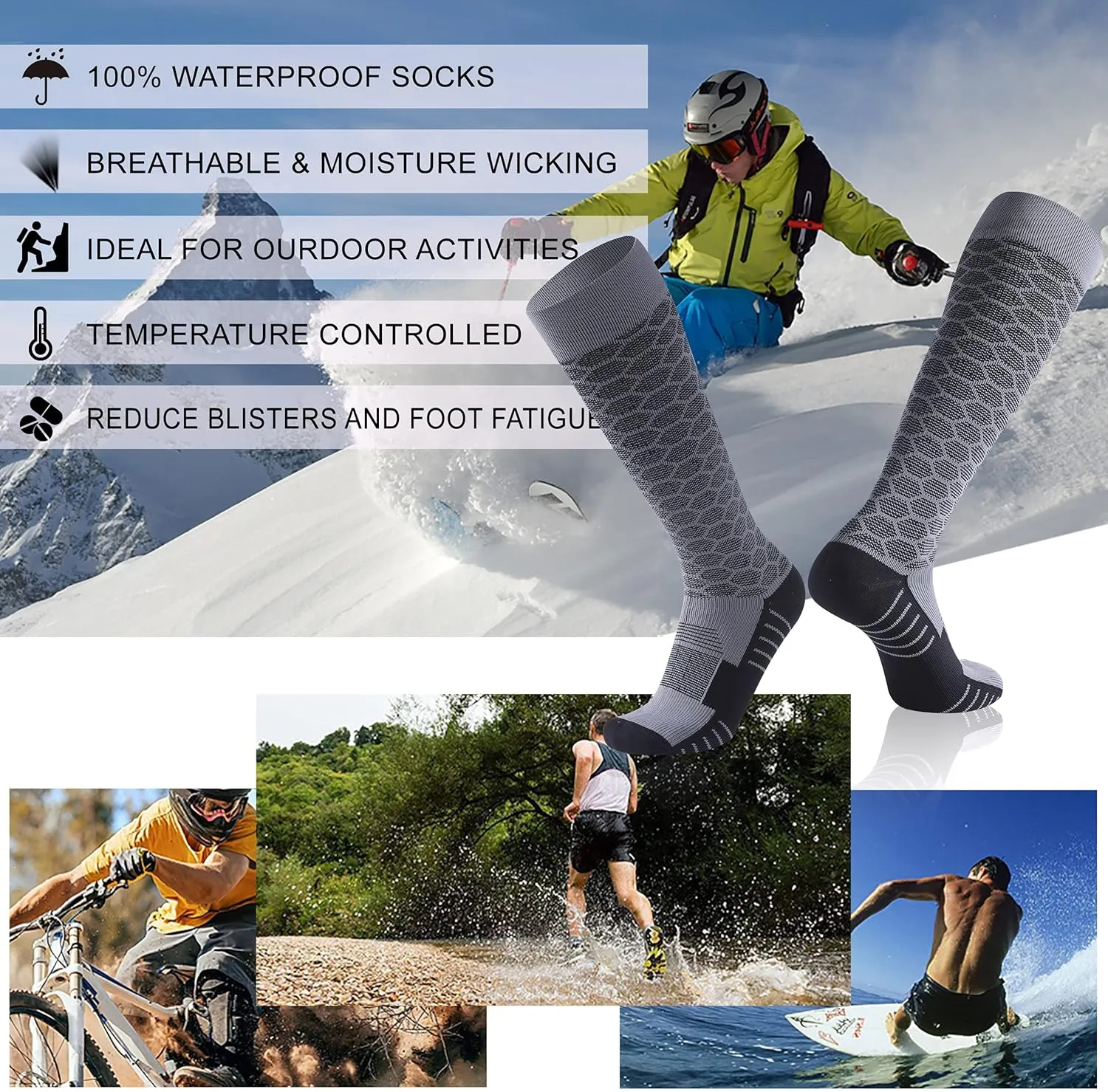 RANDY SUN Waterproof Breathable Knee High Kayaking Hunting Fishing Socks