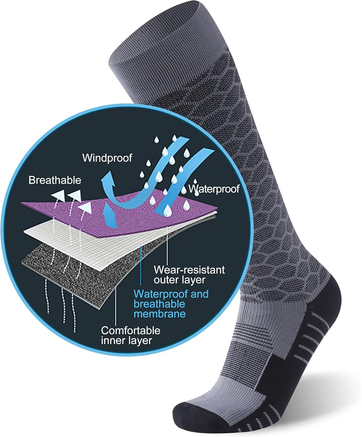 RANDY SUN Waterproof Breathable Knee High Kayaking Hunting Fishing Socks
