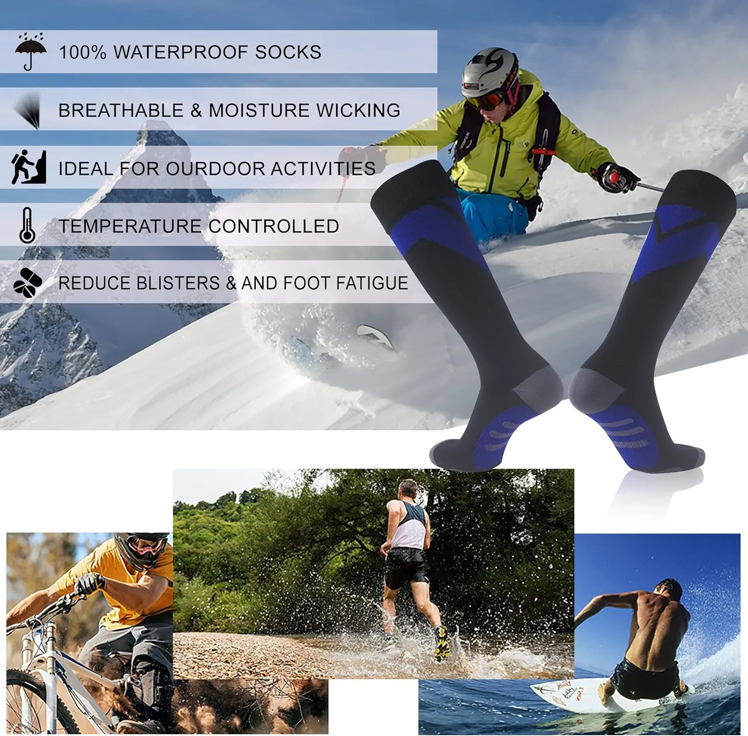 RANDY SUN Waterproof Breathable Knee High Kayaking Hunting Fishing Socks