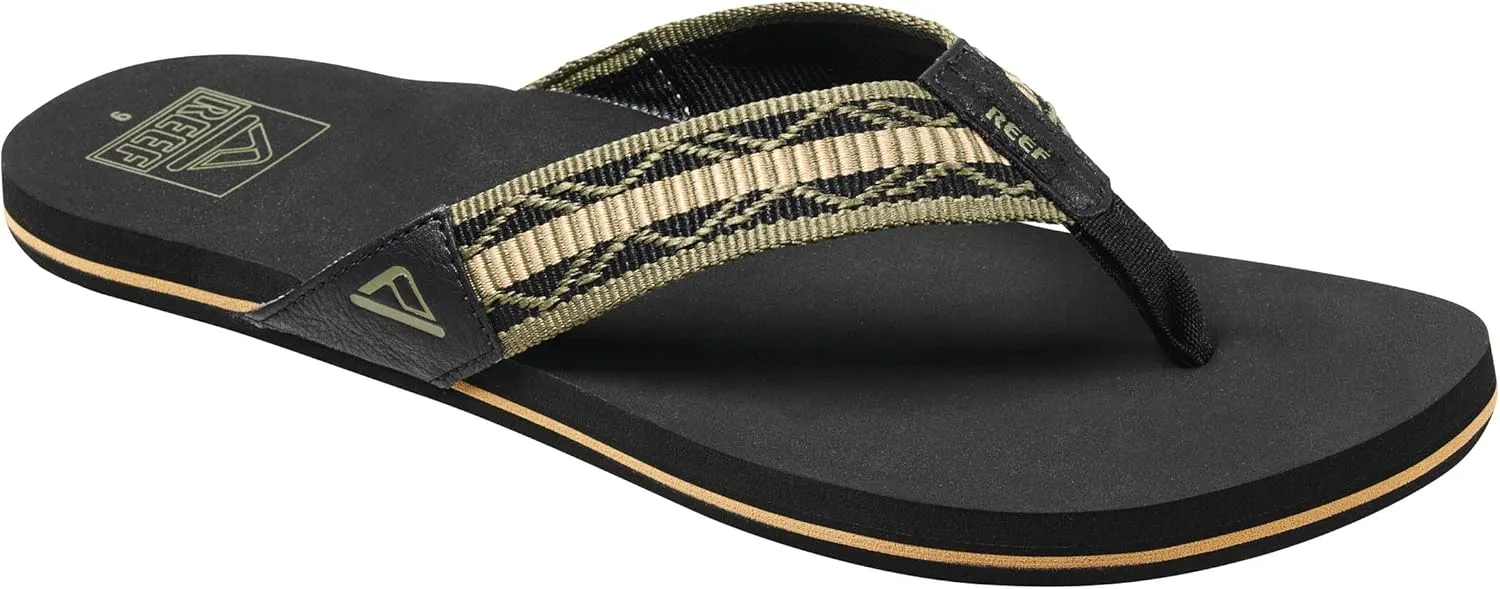 Reef Mens Newport Woven Flip Flops - Olive/Yellow