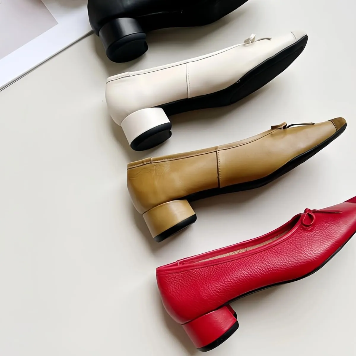 Retro Ballet Flats Shoes for Women Genuine Leather and Suede Patchwork Design Closed-Toe Low-Cut Wedding Casual and Office Work