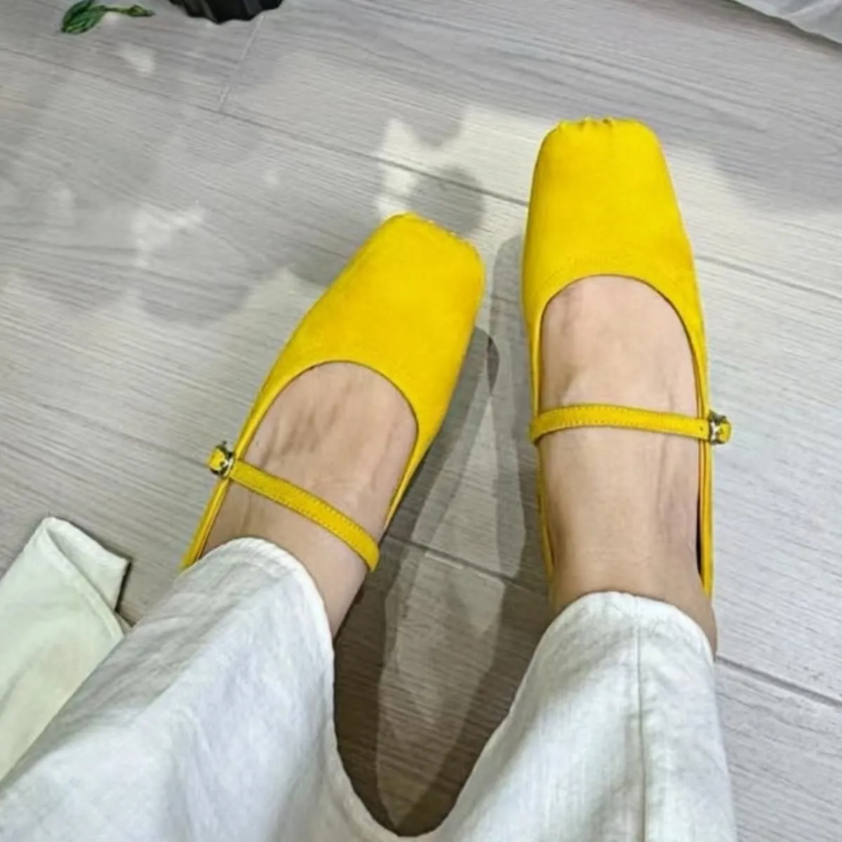 Retro Mary Jane Shoes Women with Single Strap Closed Toe Genuine Suede Leather Low-Cut Ballet Flats Wedding Shoe or Comfort Daily Casual Weekend