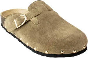 RF ROOM OF FASHION Women's Soft Faux Suede Footbed Cork Clog Antislip Slippers Buckle Mules House Sandals Potato Shoes