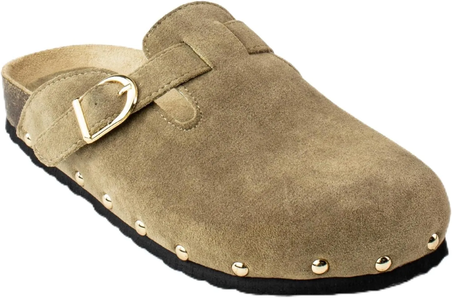 RF ROOM OF FASHION Women's Soft Faux Suede Footbed Cork Clog Antislip Slippers Buckle Mules House Sandals Potato Shoes