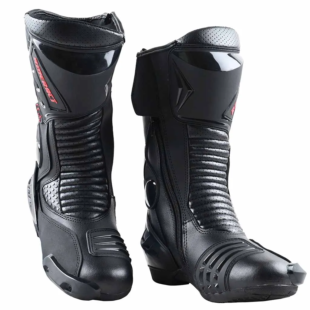 RIDERACT® Men’s Motorcycle Boots Black Road Race Ready
