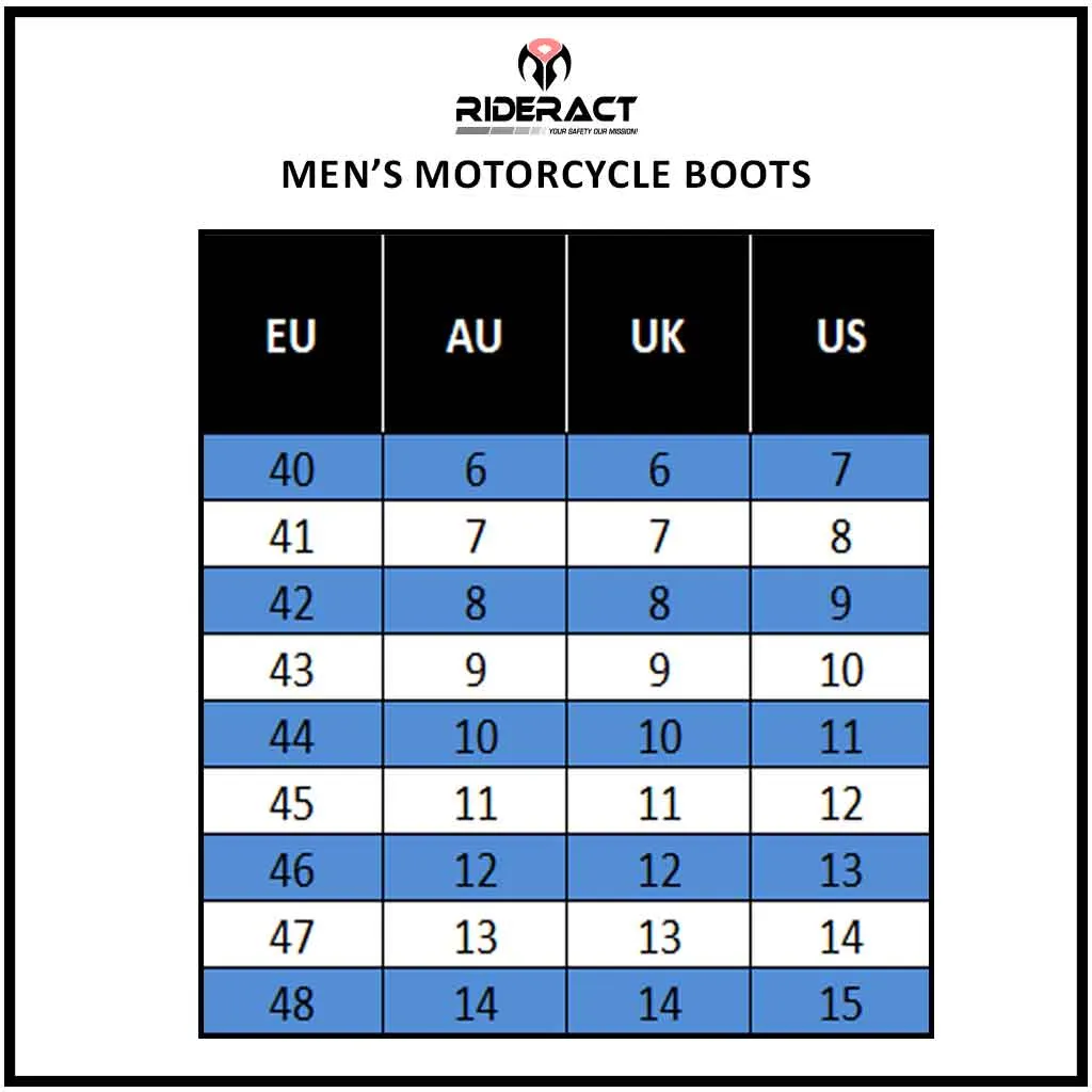 RIDERACT® Men’s Motorcycle Boots Black Road Race Ready