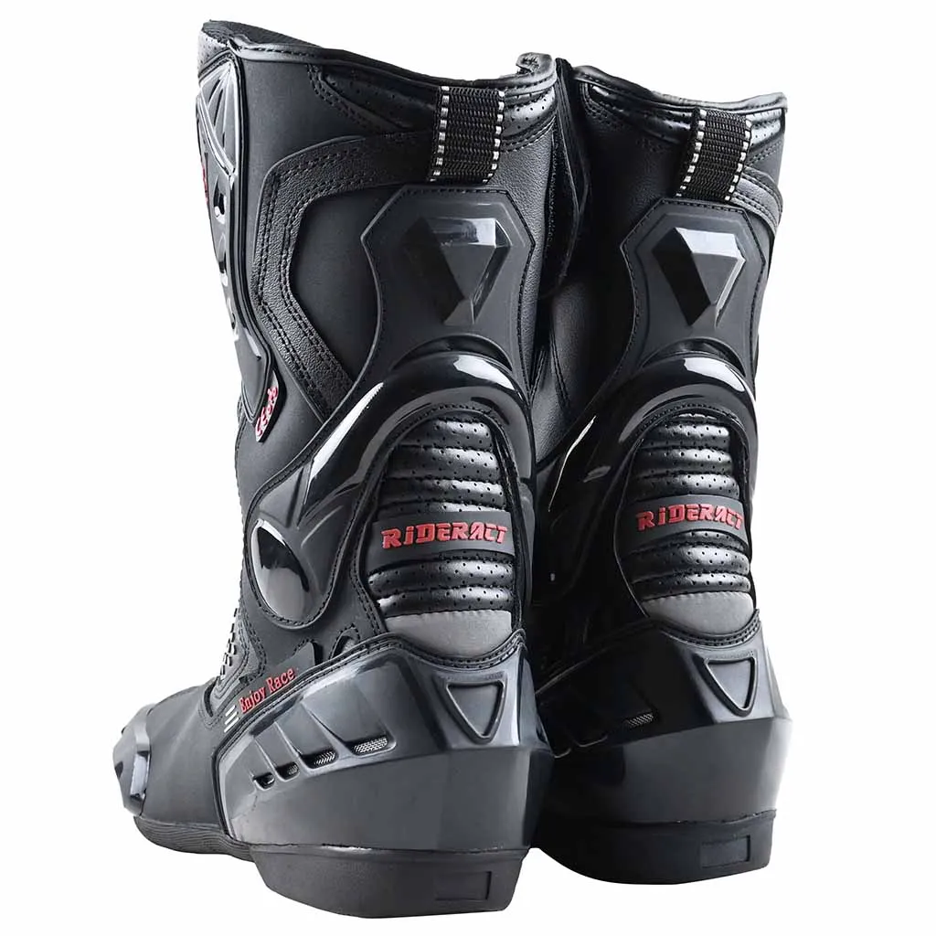 RIDERACT® Men’s Motorcycle Boots Black Road Race Ready