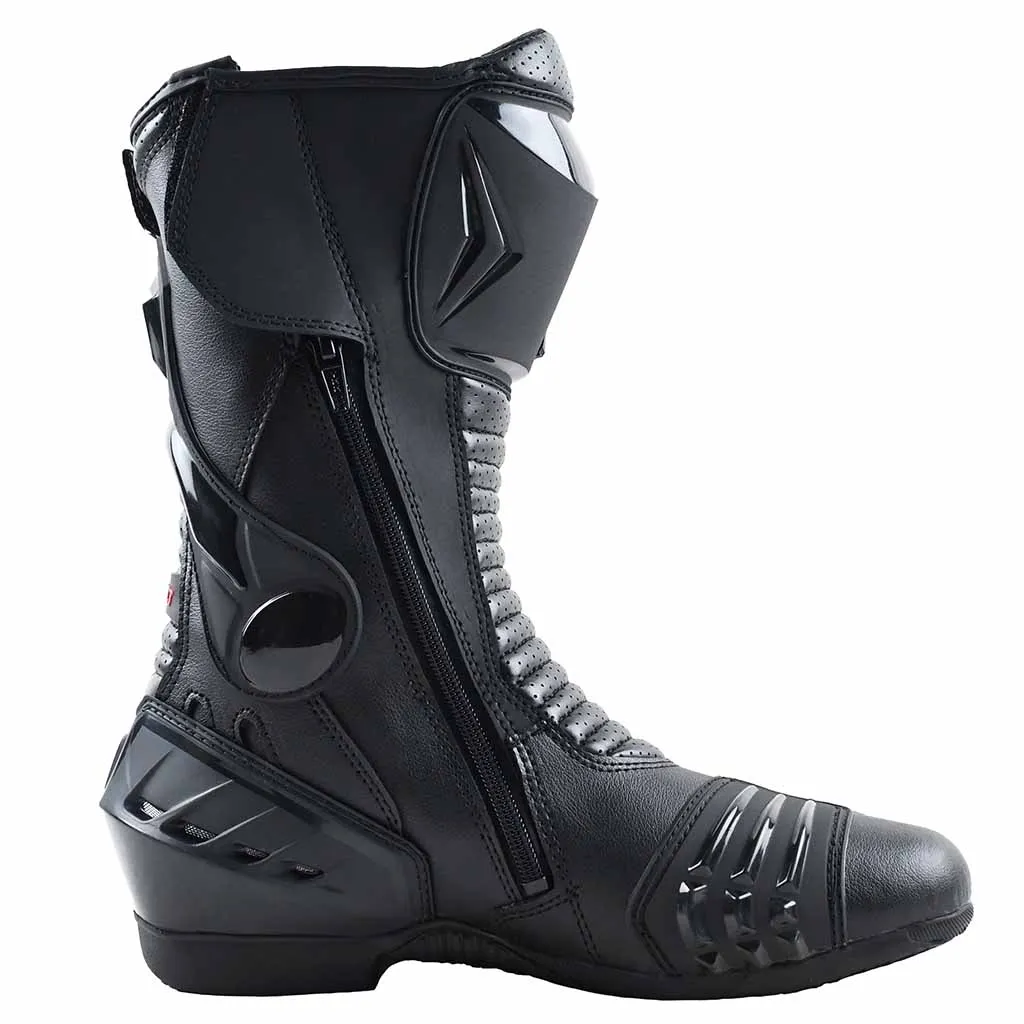 RIDERACT® Men’s Motorcycle Boots Black Road Race Ready
