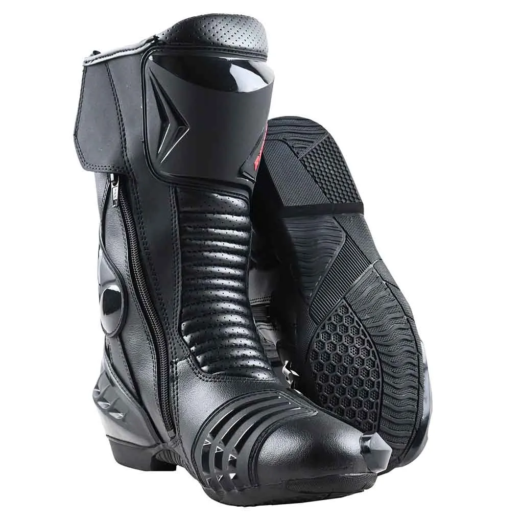 RIDERACT® Men’s Motorcycle Boots Black Road Race Ready