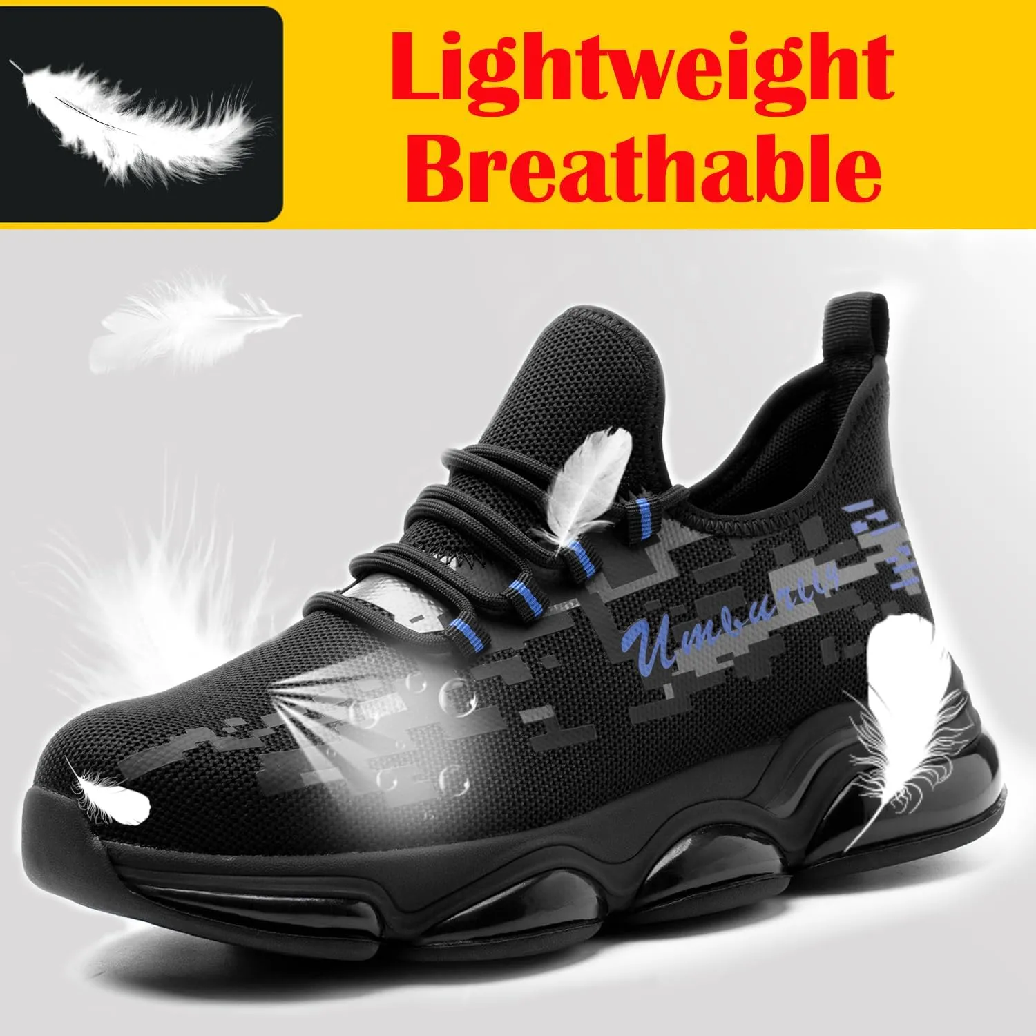 Safety Shoes for Men Work Steel Toe Shoes Lightweight Breathable Slip Resistant Construction Sneakers