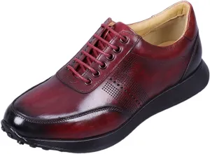 Santimon Men's Casual Sneakers Premium Leather Lace-Up Oxfords, Breathable Walking Shoes for Men, Comfortable Slip-Resistant Lightweight for Office, Travel, Everyday Wear
