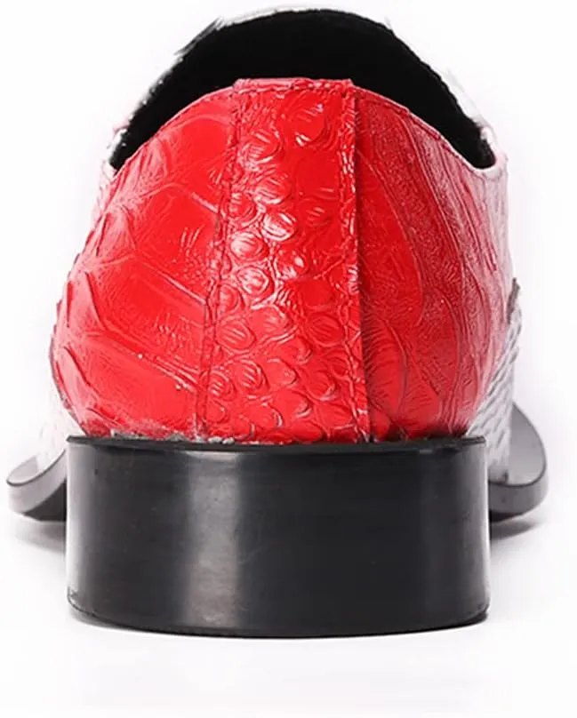 Santimon Mens Genuine Leather Dress Loafers Slip On Metallic Dragon Cap Toe Aesthetic Formal Business Banquet Shoes