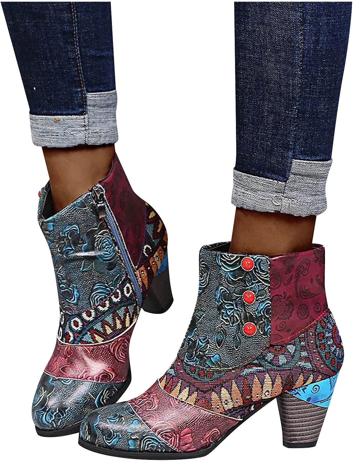SBGMoSJ Womens Ankle Boots Low Heel Orthopedic Ankle Boots for Women Low Heel Comfort Womens Leather Ankle Boots Wide Width Wide Width Shoes for Women Mules Cowboy Boots for Women Booties Ankle