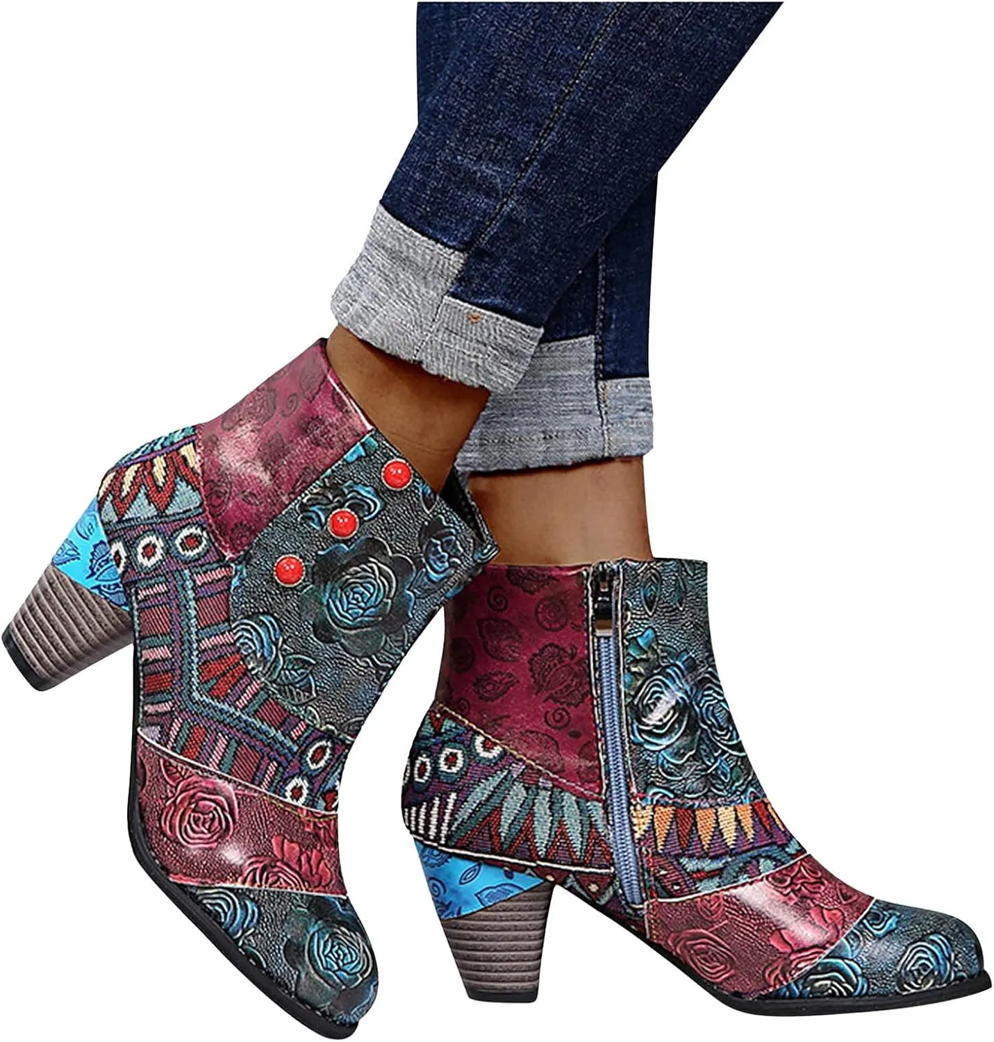 SBGMoSJ Womens Ankle Boots Low Heel Orthopedic Ankle Boots for Women Low Heel Comfort Womens Leather Ankle Boots Wide Width Wide Width Shoes for Women Mules Cowboy Boots for Women Booties Ankle