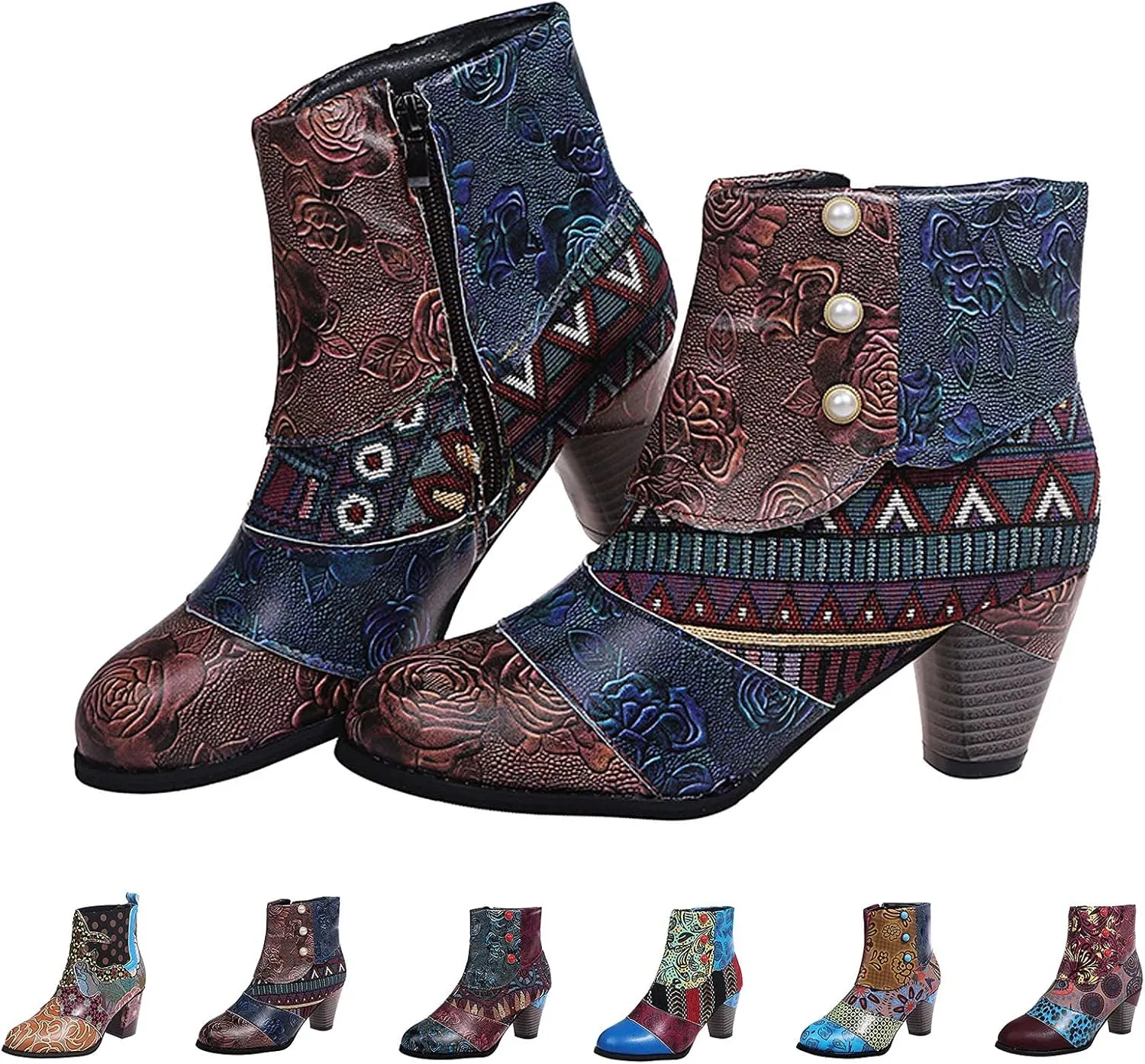 SBGMoSJ Womens Ankle Boots Low Heel Orthopedic Ankle Boots for Women Low Heel Comfort Womens Leather Ankle Boots Wide Width Wide Width Shoes for Women Mules Cowboy Boots for Women Booties Ankle