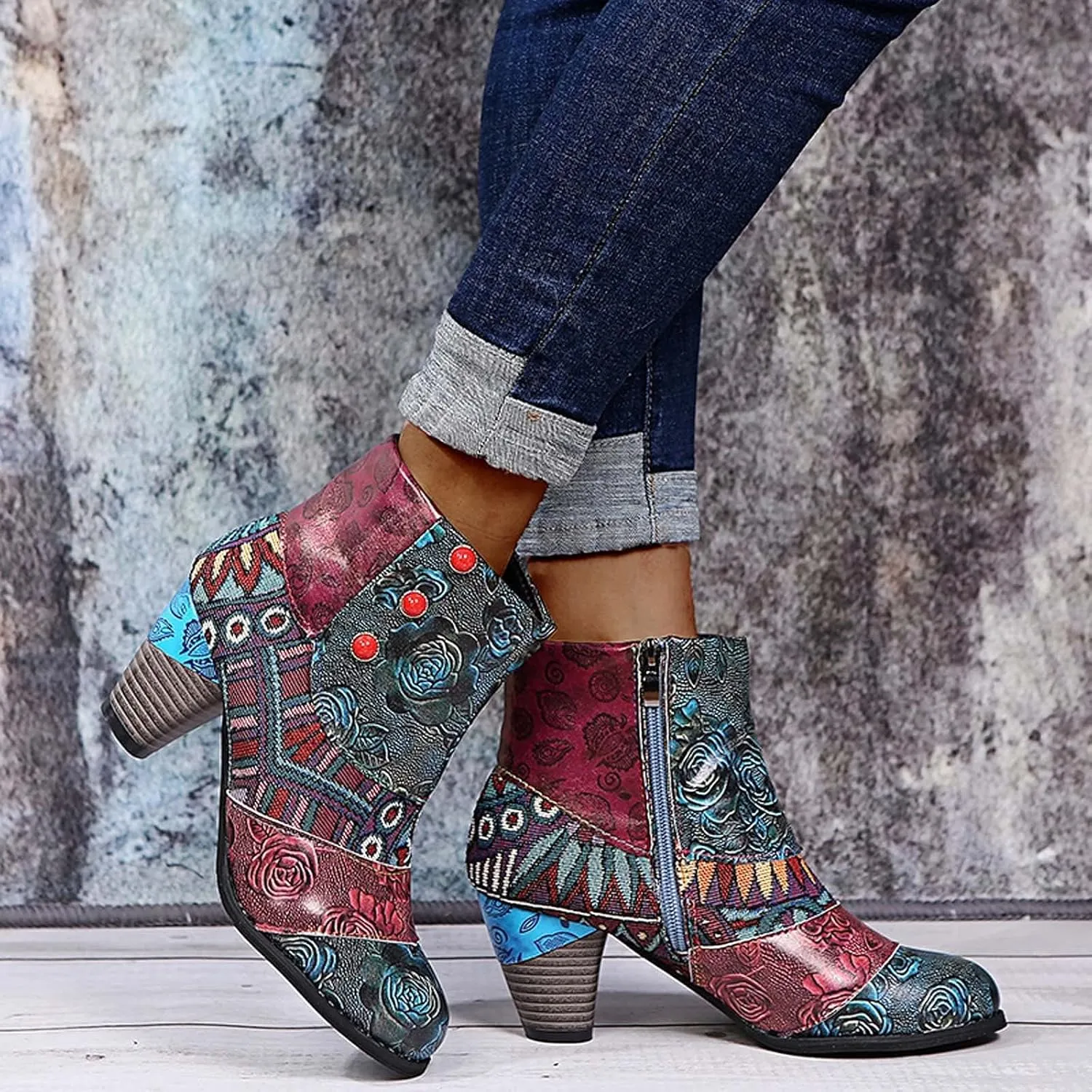 SBGMoSJ Womens Ankle Boots Low Heel Orthopedic Ankle Boots for Women Low Heel Comfort Womens Leather Ankle Boots Wide Width Wide Width Shoes for Women Mules Cowboy Boots for Women Booties Ankle