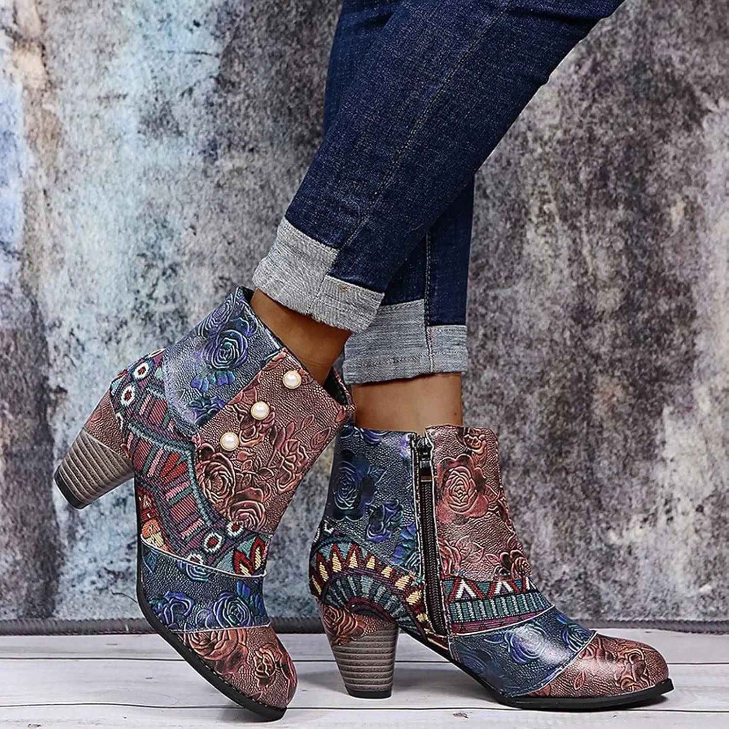 SBGMoSJ Womens Ankle Boots Low Heel Orthopedic Ankle Boots for Women Low Heel Comfort Womens Leather Ankle Boots Wide Width Wide Width Shoes for Women Mules Cowboy Boots for Women Booties Ankle