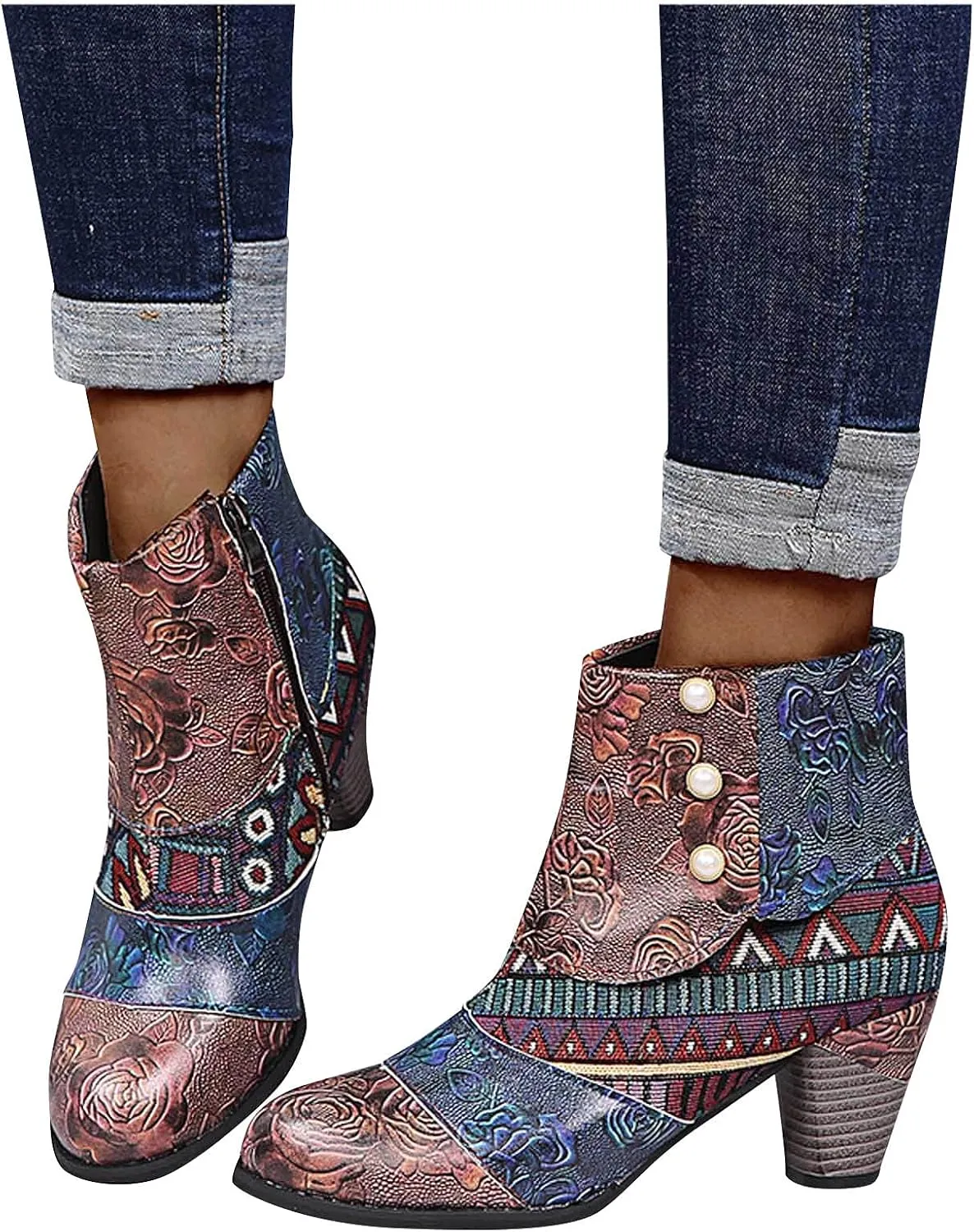 SBGMoSJ Womens Ankle Boots Low Heel Orthopedic Ankle Boots for Women Low Heel Comfort Womens Leather Ankle Boots Wide Width Wide Width Shoes for Women Mules Cowboy Boots for Women Booties Ankle