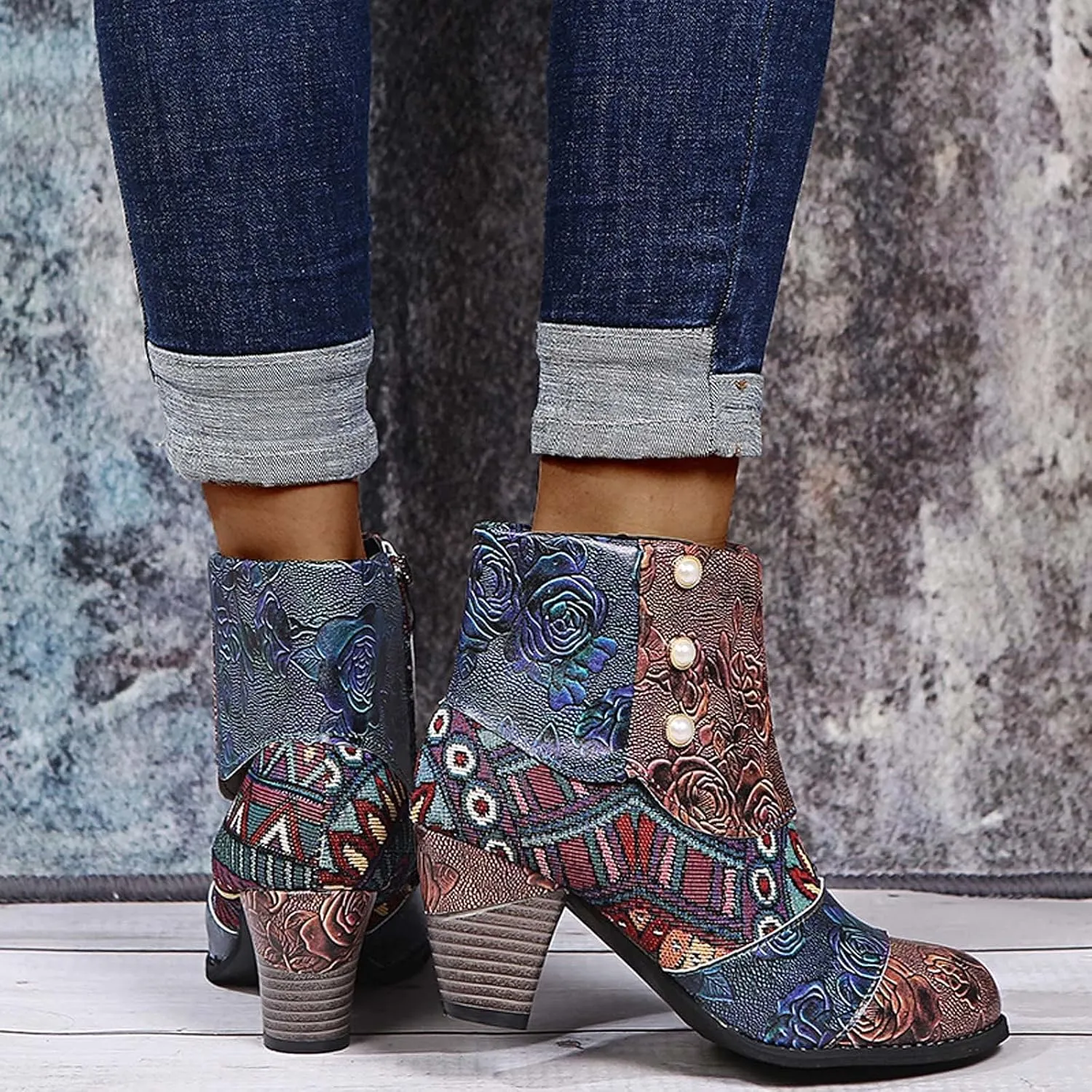 SBGMoSJ Womens Ankle Boots Low Heel Orthopedic Ankle Boots for Women Low Heel Comfort Womens Leather Ankle Boots Wide Width Wide Width Shoes for Women Mules Cowboy Boots for Women Booties Ankle